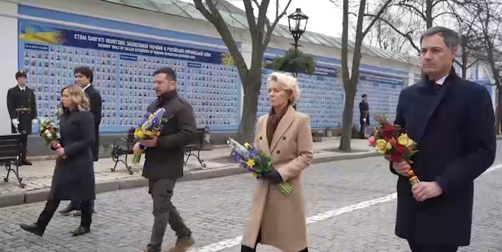 Зеленський разом з фон дер Ляєн, Трюдо, де Кроо, Мелоні та вшанували пам’ять полеглих захисників