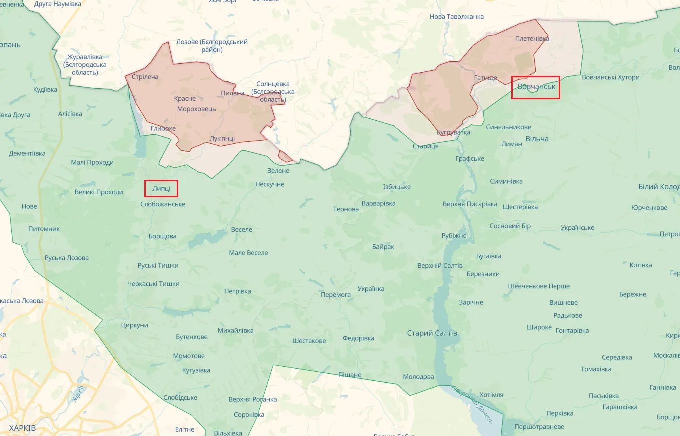 Окупанти продовжують наступальні операції в районі Липців і Вовчанська на Харківщині: в ISW оцінили ситуацію. Карта