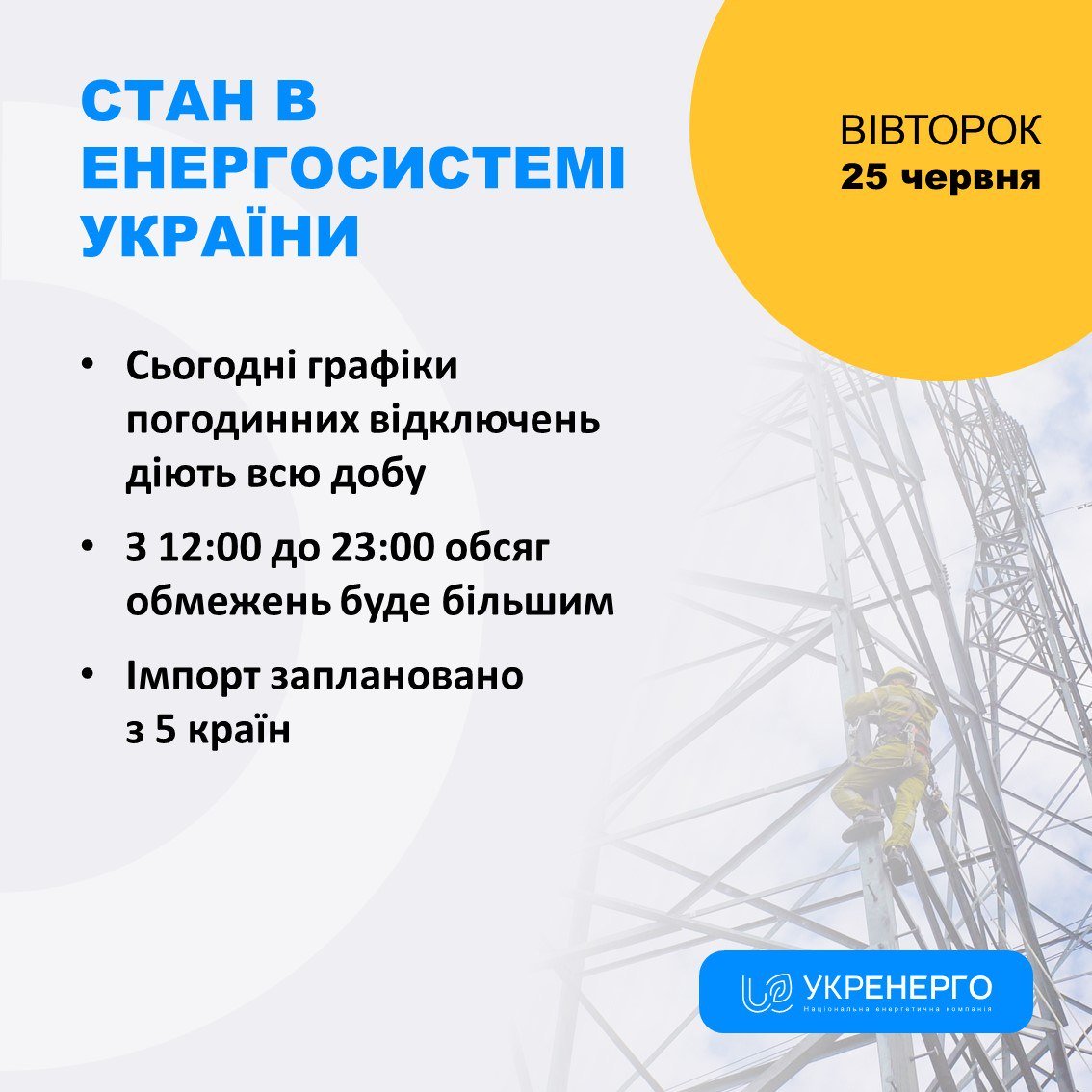 В "Укренерго" збільшили обсяг обмежень на другу половину дня