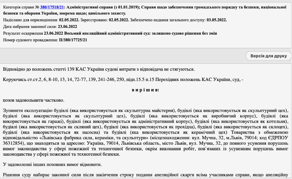 Злочинна недбалість і навмисний саботаж рішень суду від керівника Львівської кераміко-скульптурної фабрики Ігора Гавришкевича