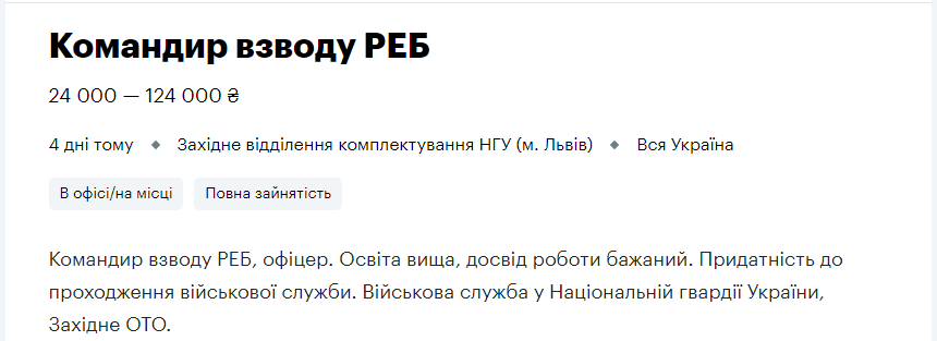 Топ-10 вакансій для українців у Нацгвардії: кого шукають і яка зарплата