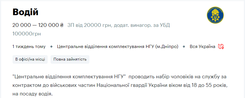 Топ-10 вакансій для українців у Нацгвардії: кого шукають і яка зарплата